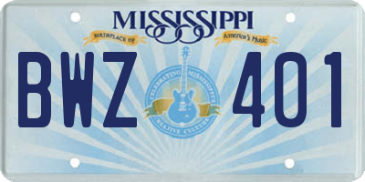 MS license plate BWZ401