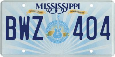 MS license plate BWZ404