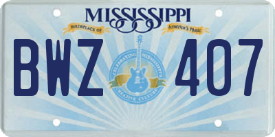 MS license plate BWZ407