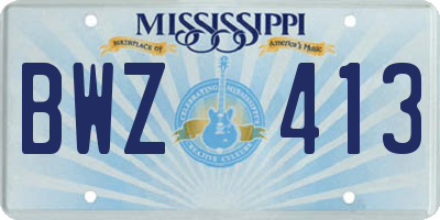 MS license plate BWZ413