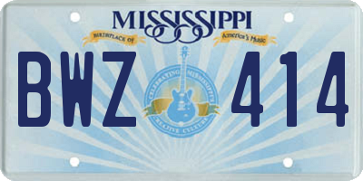 MS license plate BWZ414