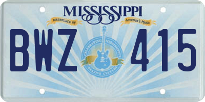 MS license plate BWZ415