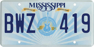 MS license plate BWZ419