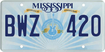 MS license plate BWZ420