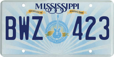 MS license plate BWZ423