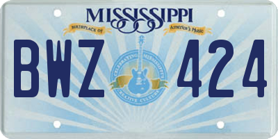 MS license plate BWZ424
