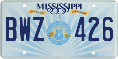 MS license plate BWZ426
