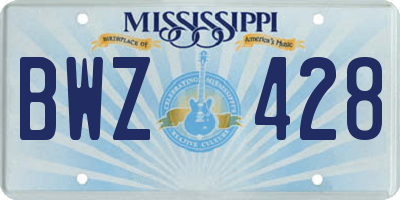 MS license plate BWZ428