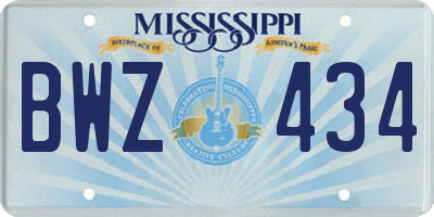 MS license plate BWZ434