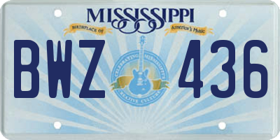 MS license plate BWZ436