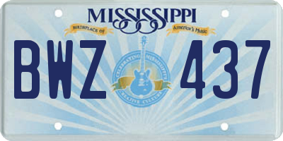 MS license plate BWZ437