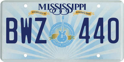 MS license plate BWZ440