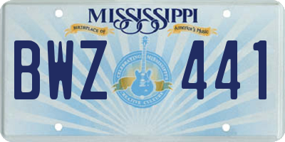 MS license plate BWZ441