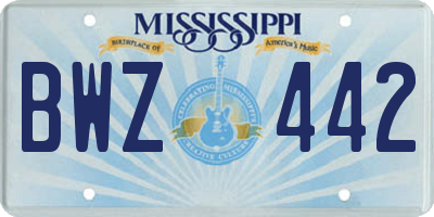 MS license plate BWZ442