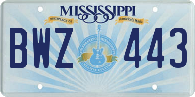 MS license plate BWZ443