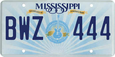MS license plate BWZ444