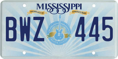 MS license plate BWZ445