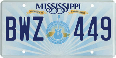 MS license plate BWZ449