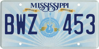 MS license plate BWZ453