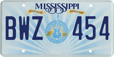 MS license plate BWZ454