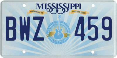 MS license plate BWZ459