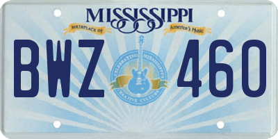 MS license plate BWZ460