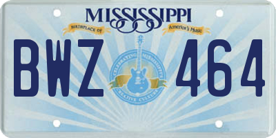 MS license plate BWZ464