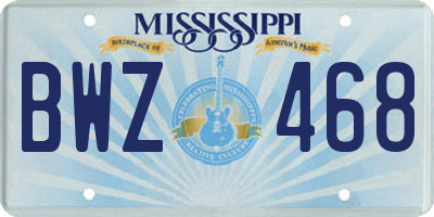 MS license plate BWZ468