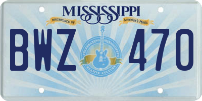 MS license plate BWZ470
