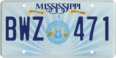 MS license plate BWZ471