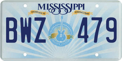 MS license plate BWZ479