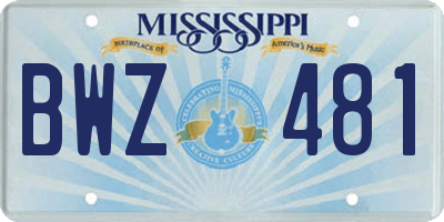 MS license plate BWZ481