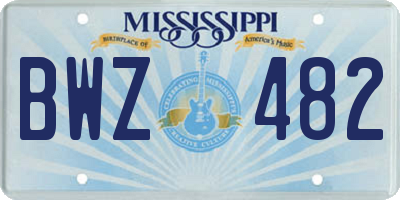 MS license plate BWZ482