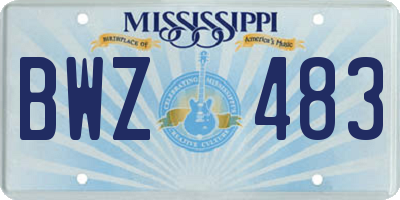 MS license plate BWZ483