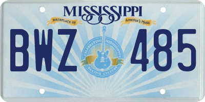 MS license plate BWZ485