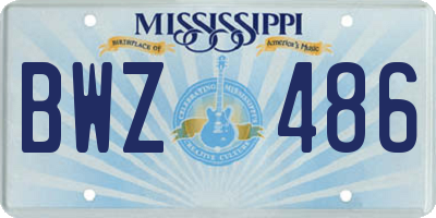 MS license plate BWZ486