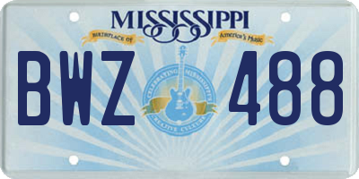 MS license plate BWZ488