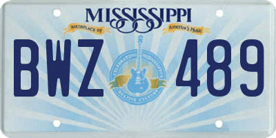 MS license plate BWZ489