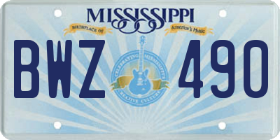 MS license plate BWZ490