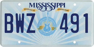 MS license plate BWZ491