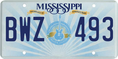 MS license plate BWZ493