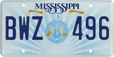 MS license plate BWZ496