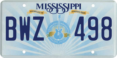 MS license plate BWZ498