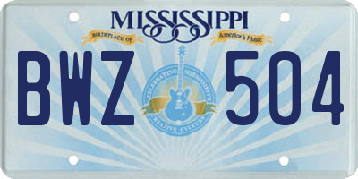MS license plate BWZ504