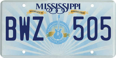 MS license plate BWZ505