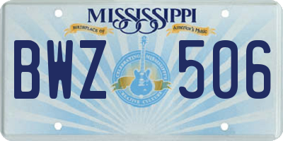 MS license plate BWZ506