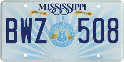 MS license plate BWZ508