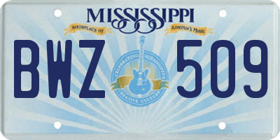 MS license plate BWZ509