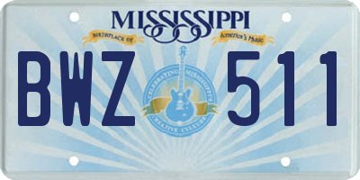 MS license plate BWZ511