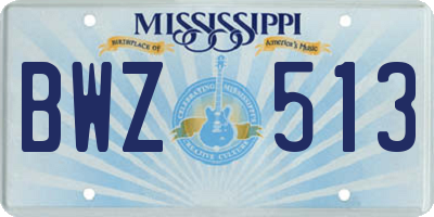 MS license plate BWZ513